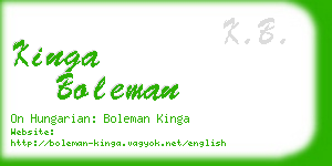 kinga boleman business card